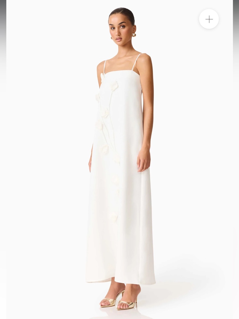 elliatt nolana white 3d floral applique bridal maxi gown dress size medium NEW - Picture 4 of 15